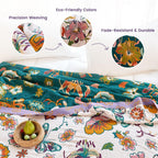 MSGKV Boho Throw Blanket 90"x108" 100% Cotton Floral Blanket for Bed