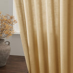 Gold Yellow Linen Curtains 84 Inch Length 2 Panels Set for Living Room Rod Pocket Back Tab Light Filtering Window Drapes for Bedroom Dining Room Protect Privacy Country Farmhouse Decor 52x84
