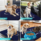 OLANLY Dog Door Mat for Muddy Paws 36x24, Paw Print Design, Absorbs Moisture and Dirt, Absorbent Non-Slip Washable Doormat, Quick Dry Chenille Mud Mat for Dogs, Entry Indoor Entryway Carpet, Navy Blue