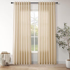 Nanspring Tan Linen Curtains 84 Inches Long for Bedroom Back Tab Light Filtering Privacy Semi Sheer Curtain Modern Farmhouse Decor Cotton Textured Drapes for Living Room 2 Panels 52x84