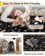 RELEANY Washable Area Rug, Large 10'x12', Black/Neutral