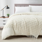 BOURINA Green Throw Blanket 50x60 Inch Boho Knitted Soft Throw Sofa Blanket
