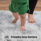 Ultra Soft Runner Rugs for Bedroom Hallways with Upgraded Non-Slip Rubber Backing & Thick Memory Sponge, 2x8 Feet Fluffy Shag Throw Area Rug for Bedside Dorm Tie-dye Light Grey