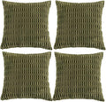 Fancy Homi 4 Packs Boho Moss Green Decorative Throw Pillow Covers 26x26 Inch for Couch Bed Sofa, Rustic Modern Farmhouse Home Decor, Soft Plush Corduroy Cute Square Cushion Case 66x66 cm