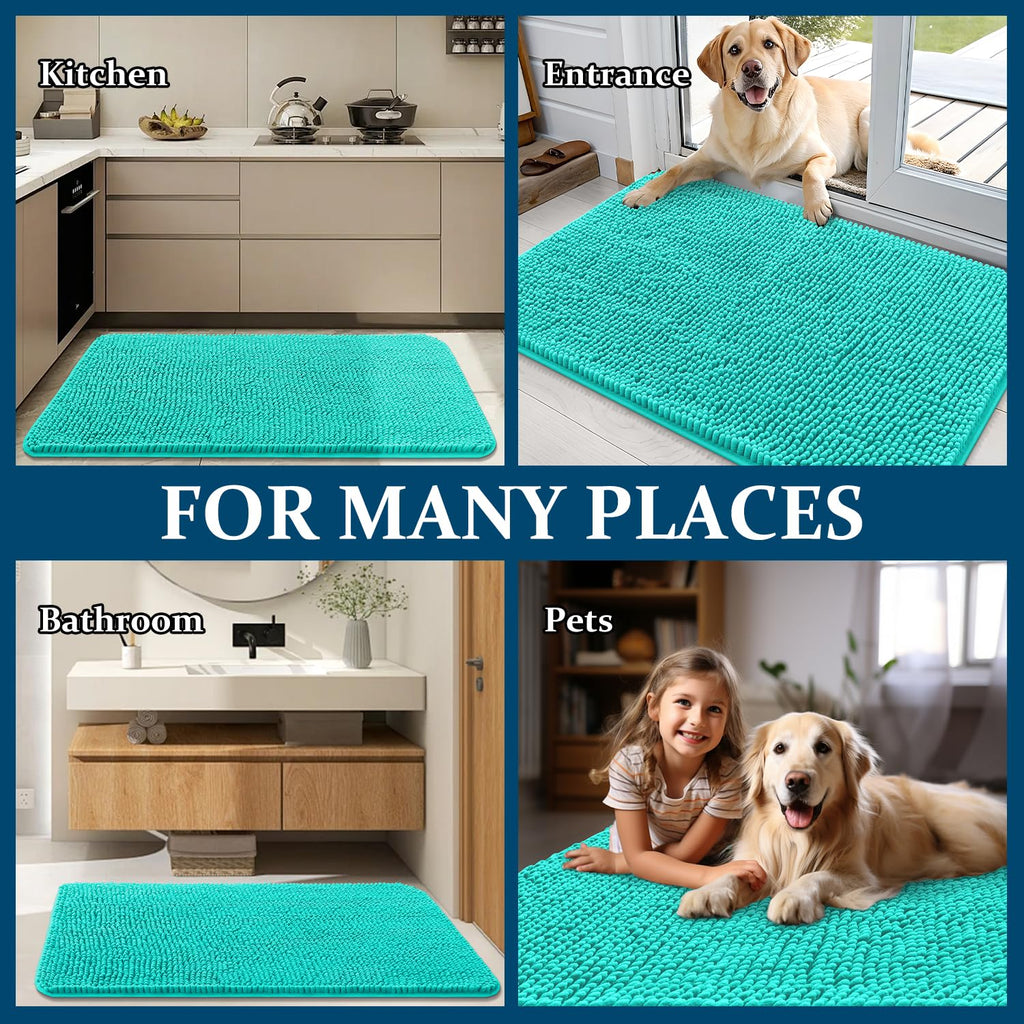 OLANLY Dog Door Mat for Muddy Paws 47x20, Super Absorbent Chenille Mud Mat