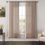Nanspring Oatmeal Semi Sheer Curtains 72 Inches Long 2 Panels Set for Bedroom Back Tab Rod Pocket Light Filtering Privacy Drapes Cotton Linen Textured Farmhouse Living Room Curtain 52X72 Inches