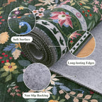 HEBE Washable Hallway Runner Rug 2'x 8' Non Slip Kitchen Rugs Runner,Low Pile Entryway Rug Laundry Room Mat Floral Carpet Runners for Hallways, Kitchen,Bathroom,Laundry,Bedside Rug