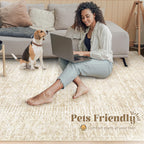 2x8 Washable Runner Rug: Moroccan Geometric Boho Rug Farmhouse Non Slip Stain Resistant Rugs Low Pile Soft Carpet for Porch Kitchen Laundry Room Living Room Bedroom (Beige,2'x8')