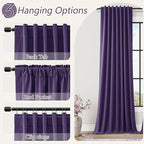 Guken New Purple 100% Blackout Linen Curtains 96 Inch Length 2 Panels Set for Living Room Bedroom Back Tab/Rod Pocket Thermal Insulated Farmhouse Black Out Drapes Room Darkening,52x96