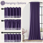 Guken 100% Blackout Curtains 84 Inch Length 2 Panels Set for Living Room Bedroom Back Tab Thermal Insulated Black Out Linen Drapes Room Darkening New Purple,52x84