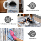 3x4 Rugs Washable Entry Rug: Easy-to-Clean Carpets for Large Entryway Hallway Kitchen Bedroom - Stain and Water Resistant Carpet with Non-Slip Backing - Soft Low-Pile Door Mat Navy Grey