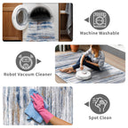 3x8 Washable Runner Rug for Family: Easy-to-Clean Runners for Hallway Entryway Kitchen Bedroom - Stain and Water Resistant Rugs with Non-Slip Backing - Soft Low-Pile Carpet Navy Grey