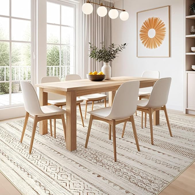 Nakagishi Boho 5x8 Area Rug Living Room Rugs Machine Washable Brown