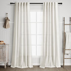 Cream Linen Curtains 90 inches Long for Bedroom Back Tab Light Filtering Privacy Sheer Curtains Modern Farmhouse Cottage Core Decor Cotton Textured Gauze Curtain 2 Panel Set 36x90 for Living Room