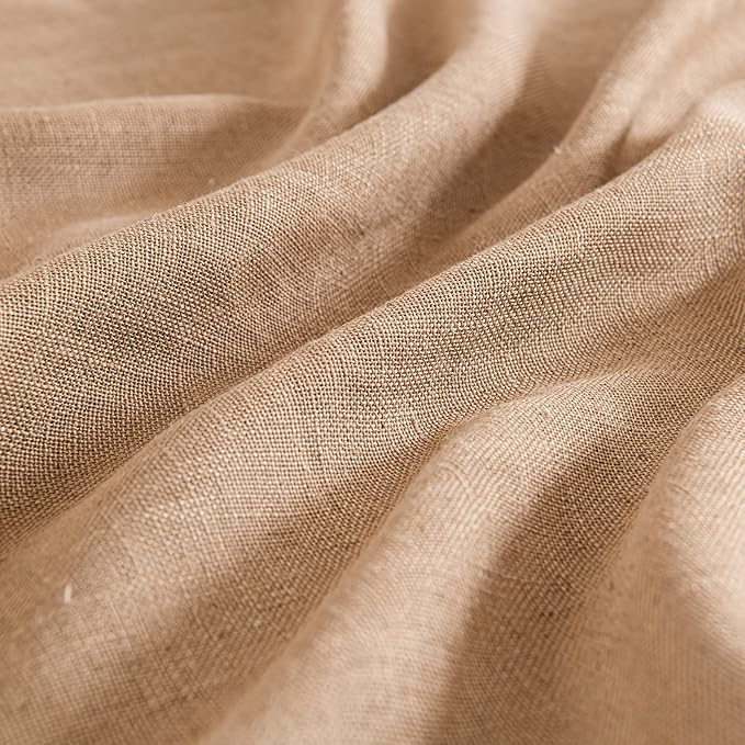 MIULEE Light Brown Linen Curtains 52x54 Inch Length 2 Panels for Bedroom