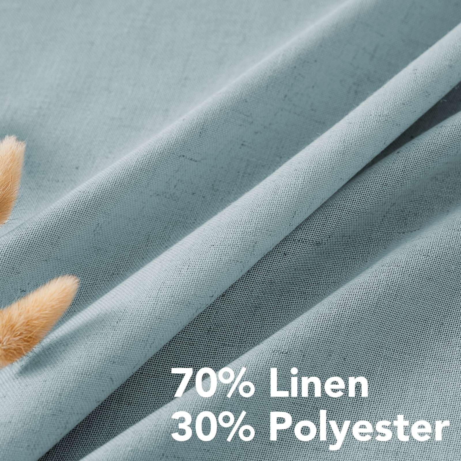 H.VERSAILTEX Living Room Linen Curtains - Semi Sheer, Nickel Grommet, Energy Saving, Light Filtering Window Treatments - Cloud Blue, 2 Panels, 52 x 96 Inch