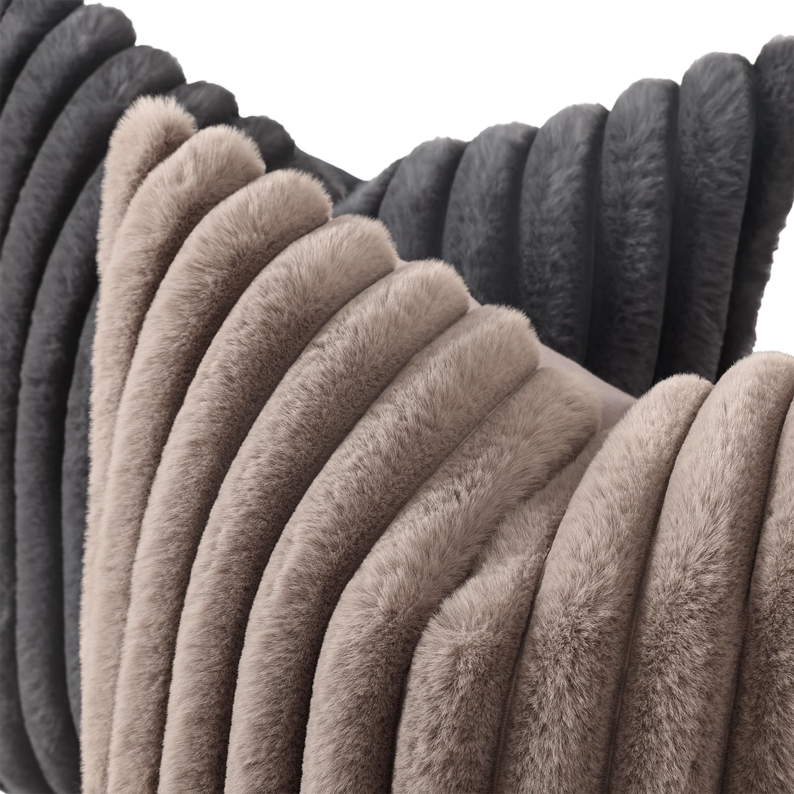 decorUhome Fall Faux Fur Throw Pillow Covers 16x16 Set of 2 Dark Grey