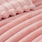 Exclusivo Mezcla King Size Flannel Fleece Blanket, Super Soft Striped Jacquard Bed Blanket, Lightweight Fuzzy Cozy for All Seasons, 90x104 Inches, Pink