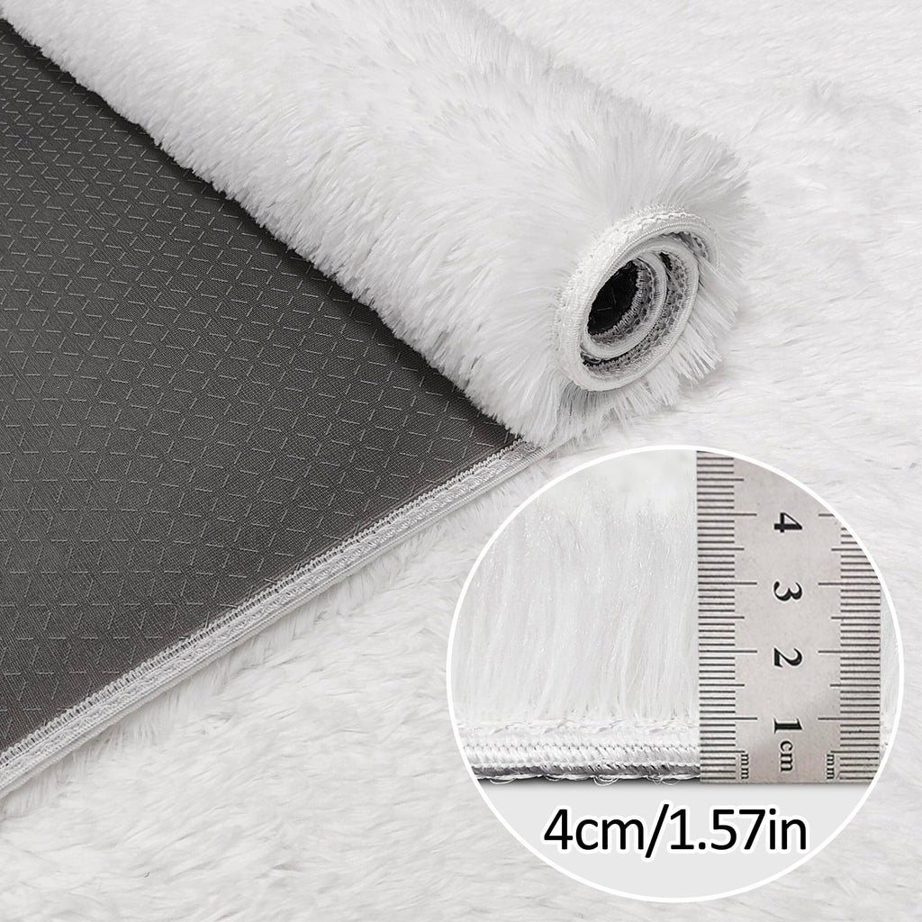 JiaoBaba Runner Rug for Bedroom White 2x5ft Fluffy Area Rug Bedside Runner Rug for Kids Room Boys Teens Nursery Baby Living Room Dorm Home Decor Carpets Kid Sbedroom Rug