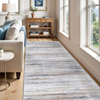 4x12 Runner Rug for Wide Hallway: Long Washable Runners for Entryway Living Room Dining Room - Stain and Water Resistant Rugs with Non-Slip Backing - Soft Low-Pile Carpet Beige Grey