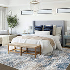 6x9 Area Rugs for Living Room, Washable Modern Abstract Large Area Rug Neutral Soft Non Slip Kids Rug Stain Resistant Indoor Carpet for Bedroom Nursery Dining Room Playroom(BlueWhite, 6'x9')