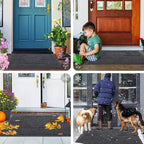 Smiry Front Door Mat Outside Entrance, Heavy Duty Sturdy Natural Rubber Doormat, Trap Dirt and Moisture, Easy Clean Low Profile Mats for Indoor Outdoor Entry, Irregular Triangle (59x24, Medium Grey)