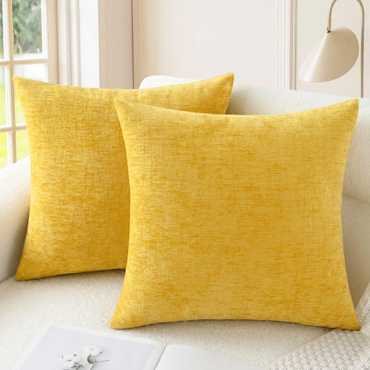 CaliTime Decorative Couch Throw Pillow Covers 24 X 24 Inches Navy Blue