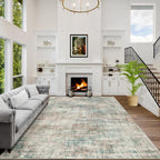 9x12 Area Rugs for Living Room: Washable Abstract Multi Color Carpet