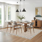 GarveeHome Washable Area Rugs for Bedroom 5x7 Living Room Modern Floral Throw Rugs Non-Slip Lightweight Thin Carpet Modern Farmhouse Print Non-Shedding Soft Low Pile Floor Cover, Light Camel