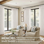 MIULEE Pinch Pleated Thick Linen Curtains 94 Inches Long 2 Panels for Living Room Bedroom, Pinch Pleat Drapes Back Tab Light Filtering Floor to Ceiling Semi Sheer Natural Farmhouse Window Curtains