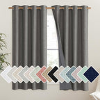 NICETOWN Grizzle Gray Vintage Linen 100% Blackout Curtains for Living Room, Thermal Insulated Curtains 63" Long, Noise Reducing Window Treatment Drapes for Hall Room, 52" Wide Per Panel, Set of 2