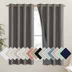 NICETOWN Grizzle Gray Vintage Linen 100% Blackout Curtains for Living Room, Thermal Insulated Curtains 48" Long, Noise Reducing Window Treatment Drapes for Hall Room, 52" Wide Per Panel, Set of 2