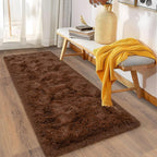 Soft Runner Rugs for Bedroom Hallways, 2x6 Brown Fluffy Shag Throw Area Rug Non Slip for Bedside Dorm, Long Shaggy Furry Carpet for Nursery Living Room