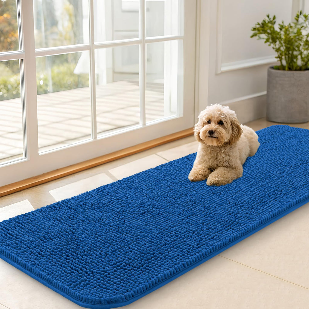 OLANLY Dog Door Mat for Muddy Paws 59x20, Super Absorbent Chenille Mud Mat
