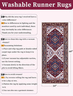 SERISSA Boho Washable Runner Rug, 2x5 Rug Runner Non-Slip Vintage Burgundy Navy Hallway Kitchen Runner Rug Ultra Soft Print Distressed Floor Carpet Runner for Bedroom Bathroom Laundry Living Room