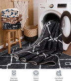 YIHOUSE Moroccan Area Rugs for Living Room 5x7, Black and White Aztec Rug, Western Geometric Soft Low-Pile Washable Rugs for Bedroom, Dining Room