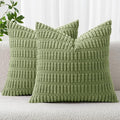 MIULEE Corduroy Decorative Throw Pillow Covers 12x12 Sage Green Pack of 2