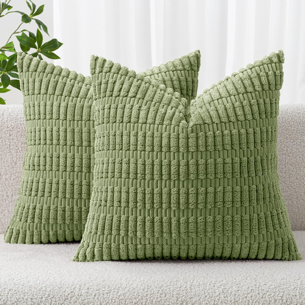 MIULEE Corduroy Decorative Throw Pillow Covers 20x20 Crimson Pack of 2