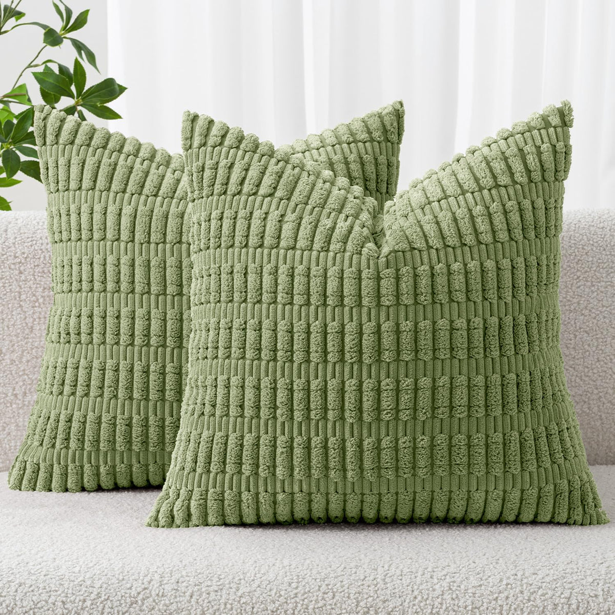 MIULEE Corduroy Decorative Throw Pillow Covers 20x20 Crimson Pack of 2