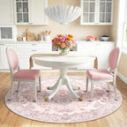 RELEANY Area Rugs 6ft Washable Non-Slip, Floral Vintage Distress Print Pattern Medallion Carpet for Living Room Bedroom Dining Room, Pink Greypink Cute
