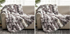 Cozy Bliss Faux Fur Throw Blanket for Couch, Fuzzy Soft Plush Thick Bubble Blanket for Sofa Bedroom Living Room, 50 * 60 Inches Tie-dye Taupe (Pack of 2)