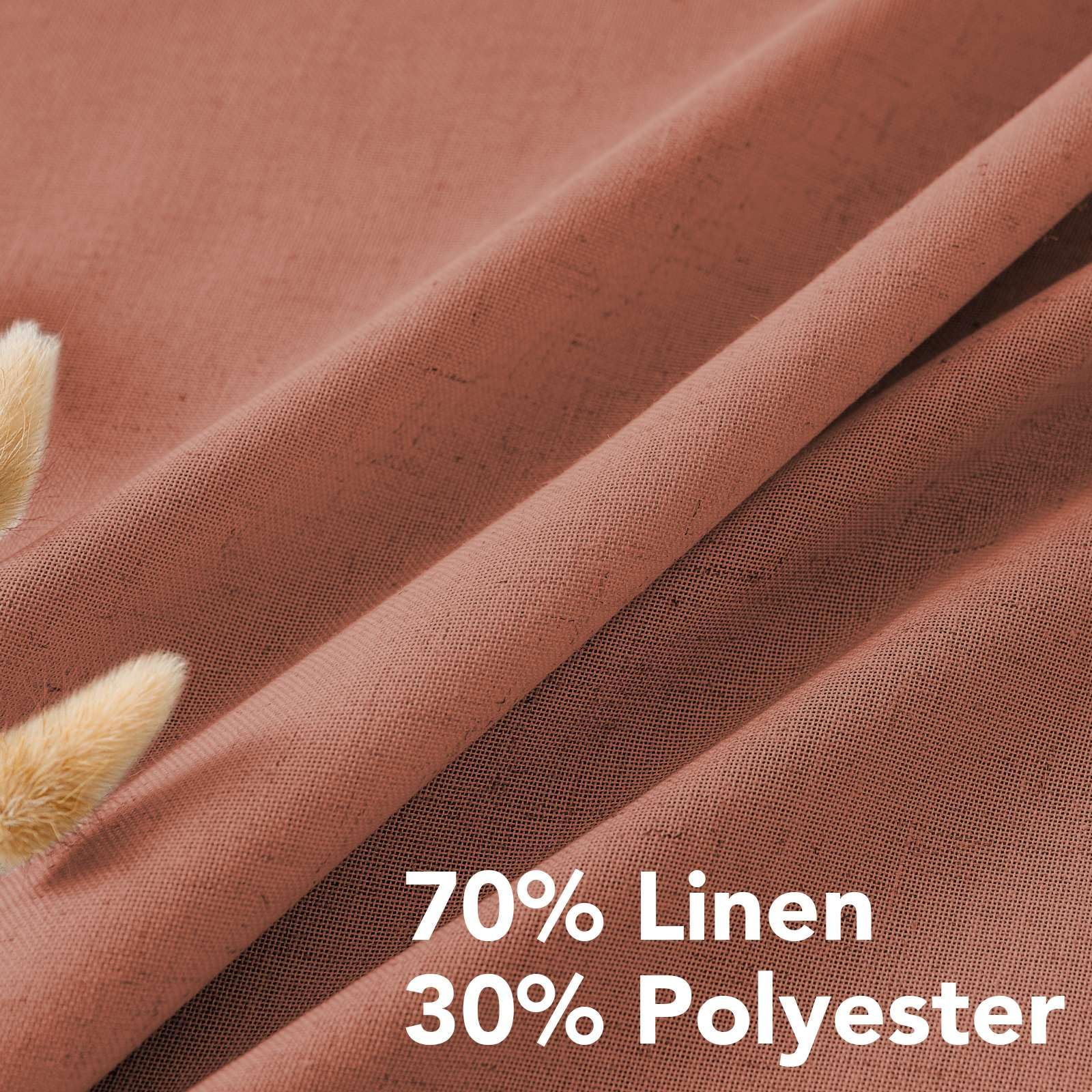 H.VERSAILTEX Linen Curtains Home Decorative Nickel Grommet Curtains Privacy Added Energy Saving Light Filtering Window Treatments Semi Sheer Draperies for Bedroom, Terracotta, 2 Panels, 52 x 84 - Inch