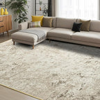 Toneed Abstract Area Rug 7x10 Modern Washable Rug Soft Non Slip Rug Low Pile for Bedroom Living Room Dining Room Beige