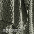 EVERGRACEHOME Chunky Chenille Knit Throw Blanket for Couch, Soft Luxurious Moss Stitch Blankets for Bed, Cozy Decorative Farmhouse Knitted Throws for Sofa, Dried Thyme Green, 50" x 60"