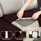 Leather Look Couch Cushion Covers Sofa Seat Slipcovers Sets Couches Furniture Protector for Sectional Armchair Loveseat Pets Kids Stretch Spandex Fabric (3 Cushion XL Sofa, Burgundy)