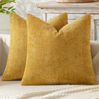 MIULEE Decorative Couch Throw Pillow Covers 20x20 in Mustard Yellow 2 Pack