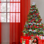 SpaceDresser Basic Rod Pocket Sheer Voile Window Curtain Panels White 1 Pair 2 Panels 70 Width 72 Inch Long for Kitchen Bedroom Children Living Room Yard(Red,70 W x 72 L)