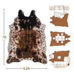 Cow Print Faux Cowhide Rug, Fluffy Fur 5.2x7 Feet Washable Cow Rugs for Living Room Bedroom Animal Print Hide Skin Rustic Western Décor Black and Brown