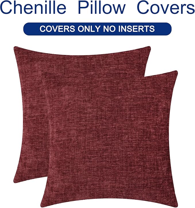 CaliTime Decorative Couch Throw Pillow Covers 18 X 18 Inches Burgundy
