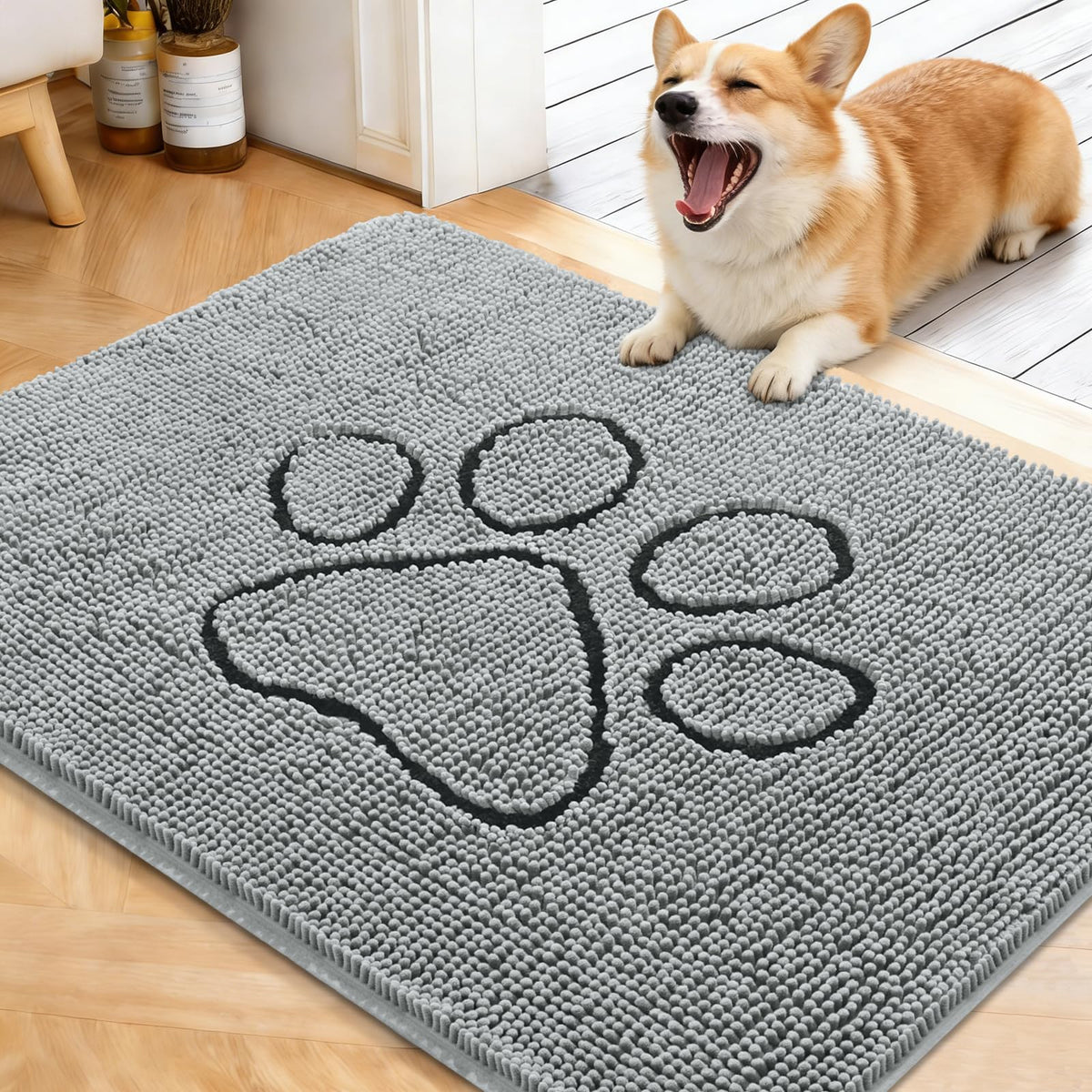 OLANLY Dog Door Mat for Muddy Paws 40x32, Super Absorbent Chenille Mud Mat